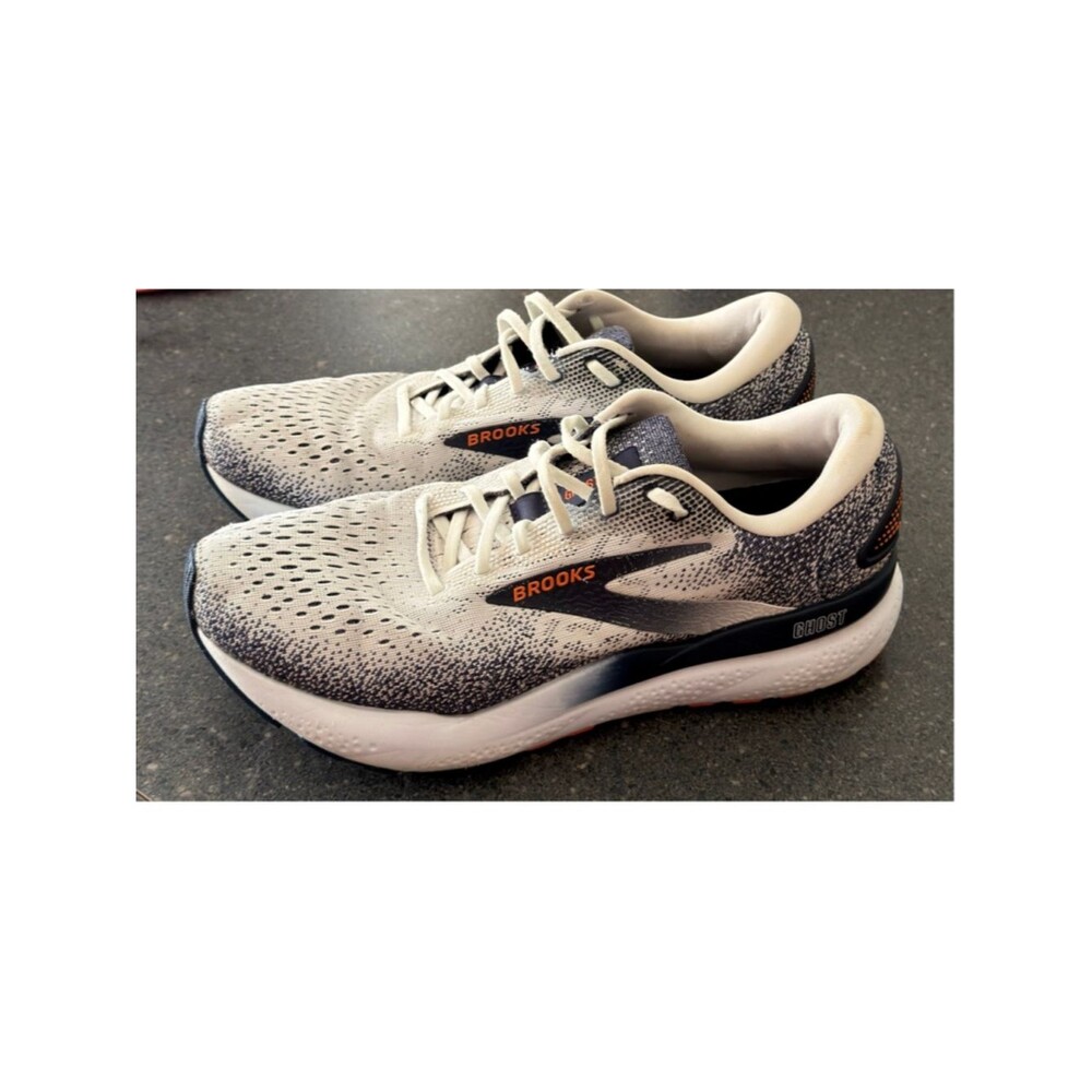 Brooks Ghost 16 Men's Running Shoes White Peacoat Orange Size 11